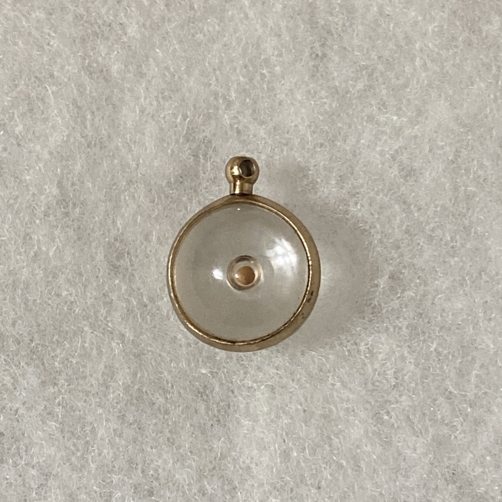 Vintage Mustard Seed Lucite Orb Pendant Gold Tone Trim Pools Of Light Style